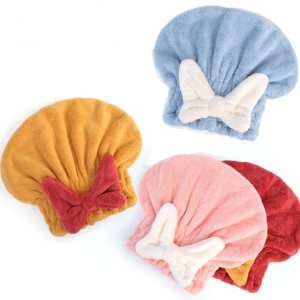 Toalla de microfibra para secar el cabello, toalla de pelo súper absorbente, turbante mágico de secado rápido para mujeres, gorro de baño con bonito Toalla de microfibra para secar el cabello, toalla de pelo súper absorbente, turbante mágico de secado rápido para mujeres, gorro de baño con bonito
