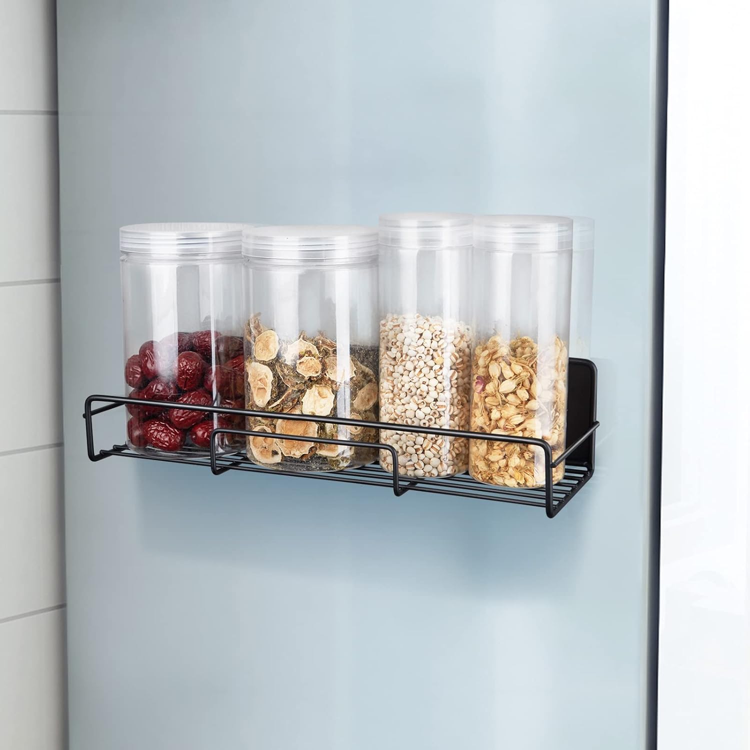 RedCall Paquete de 5 estantes magnéticos para refrigerador, estante magnético para especias para horno microondas, soporte para tarros de especias,
