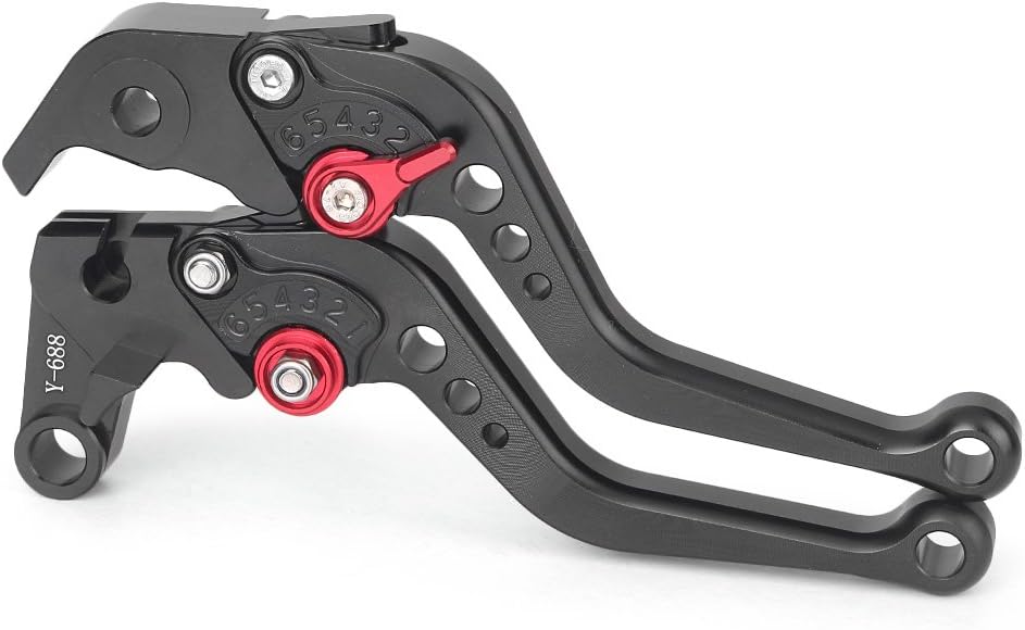 GZYF Palancas de embrague de freno cortopara Yamaha YZF R6 2005-2011YZF R1 2004-2008 negro y rojo