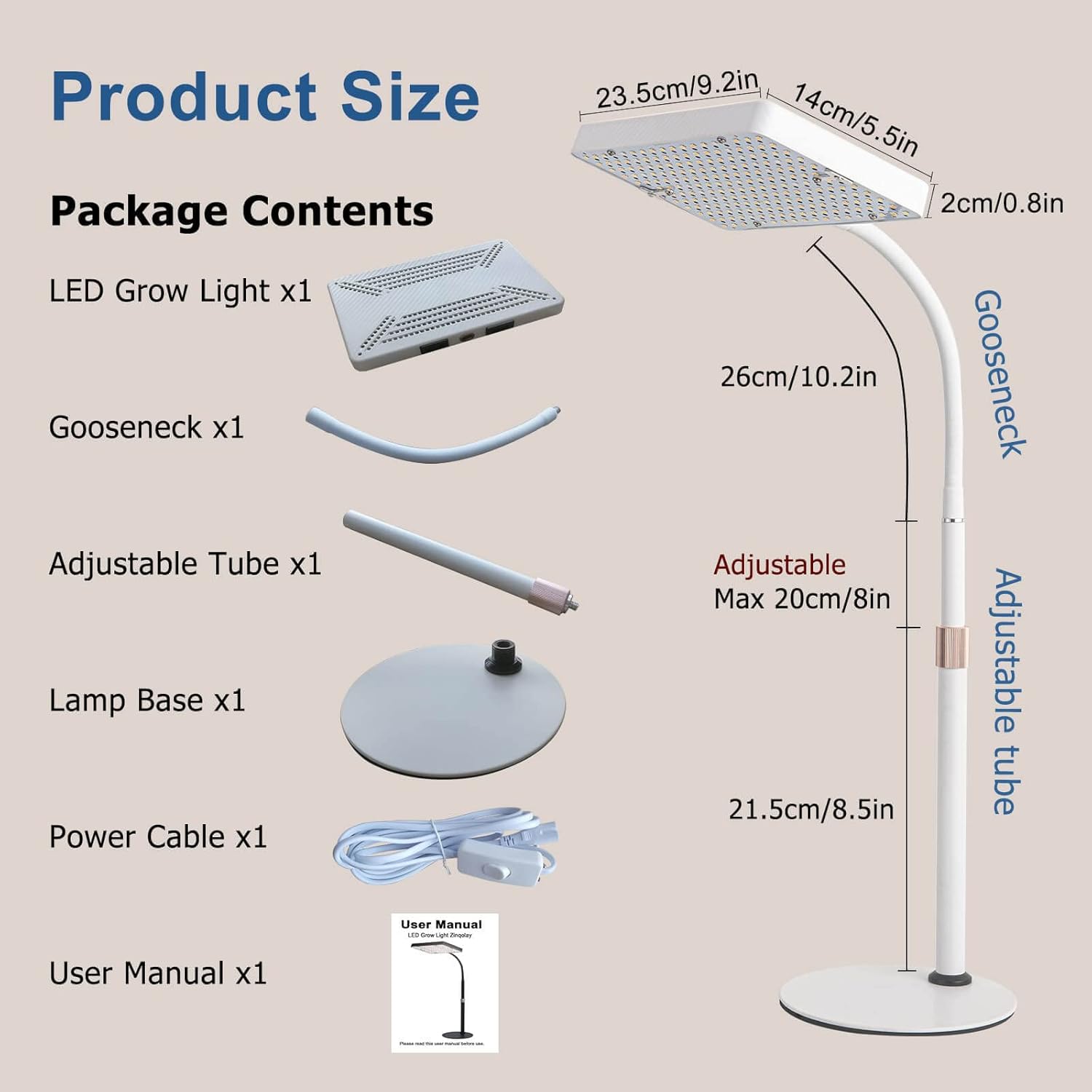 Luz de crecimiento de escritorio de espectro completo, luz de cultivo de plantas de mesa, luces LED de cultivo incluidas IR-UV para plantas de