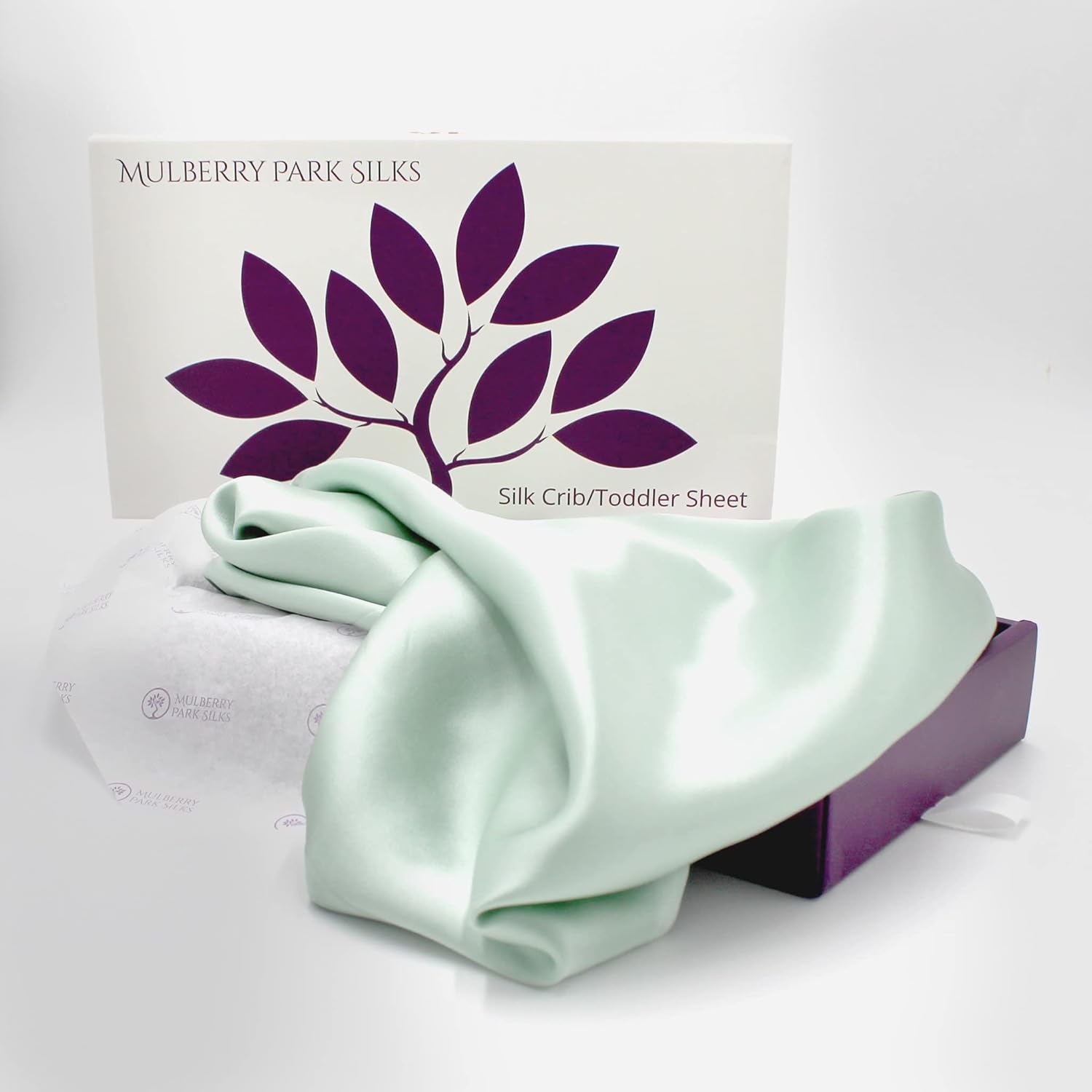 Mulberry Park – Sábana bajera ajustable de seda para cuna, grado 6A, ropa de cama pura de 19 momme para niños pequeños, suave con la delicada piel