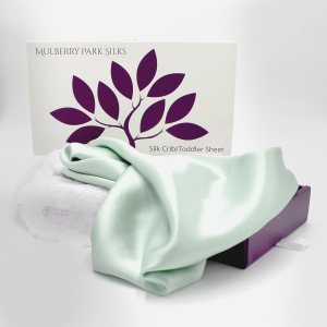 Mulberry Park – Sábana bajera ajustable de seda para cuna, grado 6A, ropa de cama pura de 19 momme para niños pequeños, suave con la delicada piel Mulberry Park – Sábana bajera ajustable de seda para cuna, grado 6A, ropa de cama pura de 19 momme para niños pequeños, suave con la delicada piel
