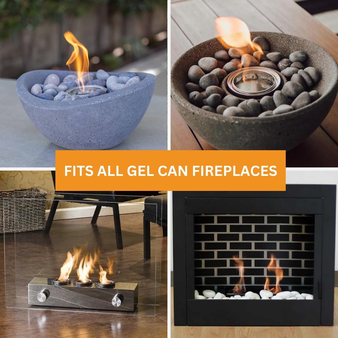 ROUNDFIRE Paquete de 6 latas de combustible de gel para cuenco de fuego, chimenea, fuego de gel, cuencos de fuego de mesa, calentamiento, interior y