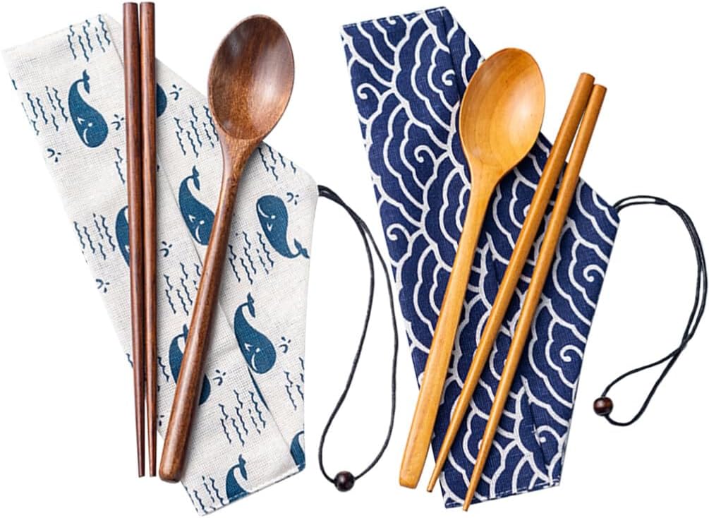DOITOOL Juego de 2 palillos de estilo japonés, juego de utensilios de parrilla, utensilios de decoración, kit de utensilios de picnic, juego de