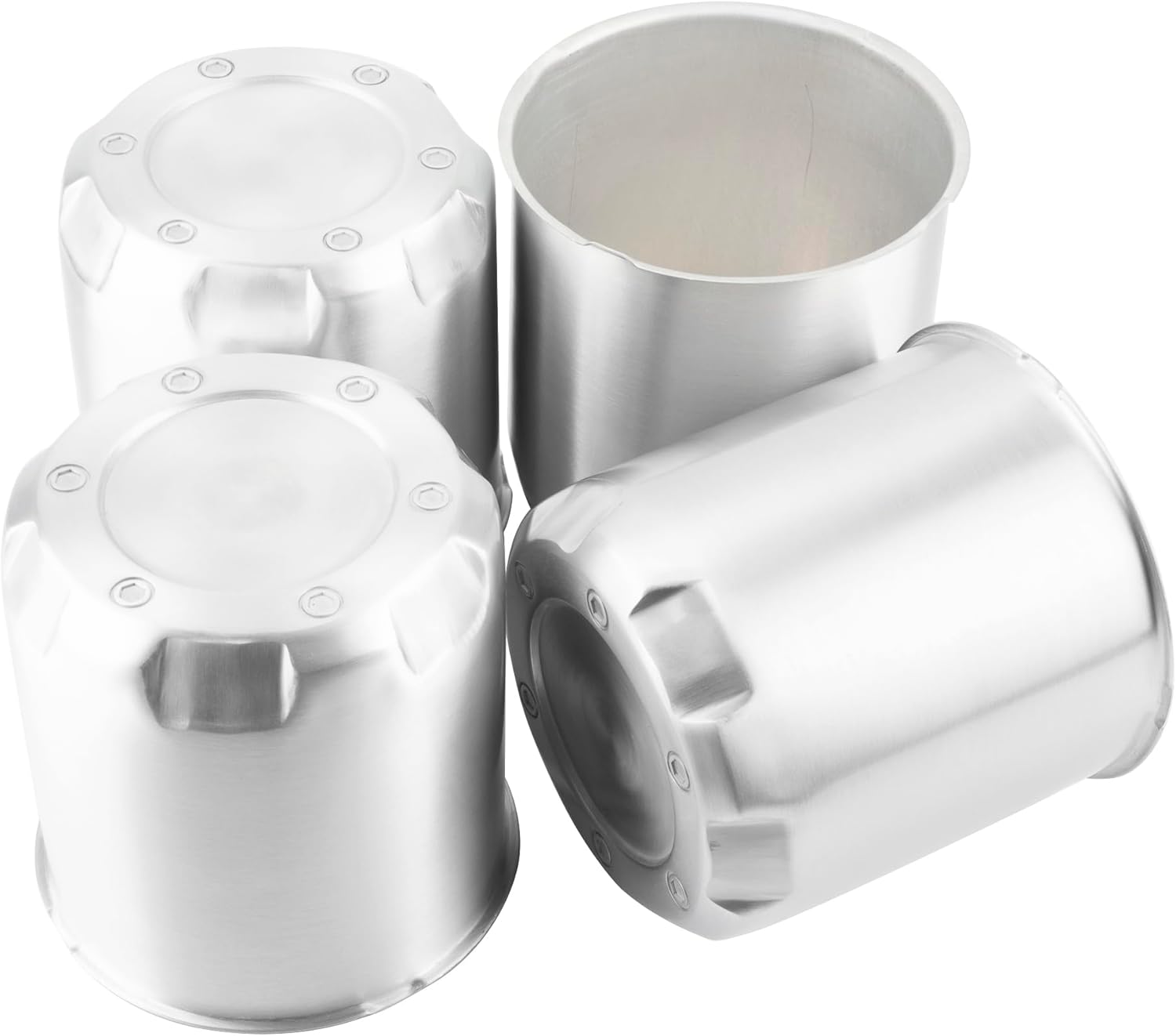 4 tapas centrales de aluminio cepillado de 5.15 pulgadas para rueda de remolque, diámetro de 5.15 pulgadas, tapa de cubo de 5.31 pulgadas de alto