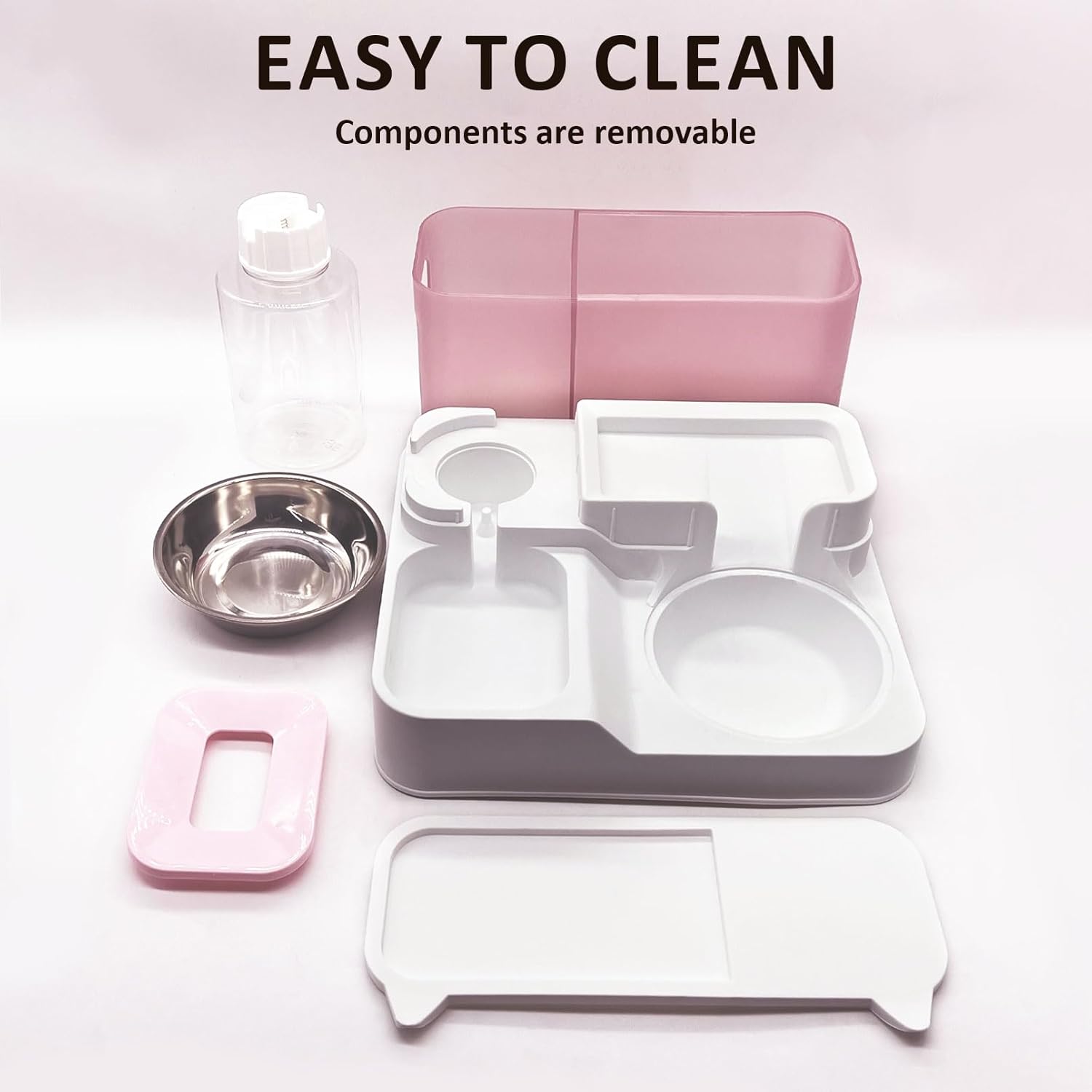 kathson Juego de dispensador automático de comida y agua todo en uno para gatos, comedero por gravedad para gatos con cuenco de acero inoxidable,