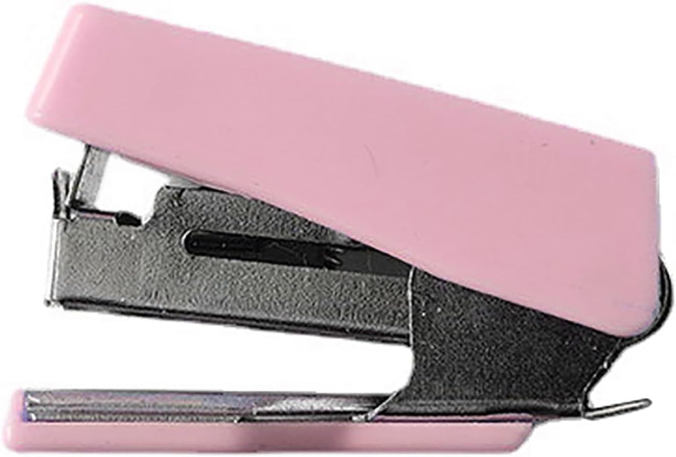 Juego de mini grapadoras, conveniente engrapadora compacta de escritorio de oficina para suministros de oficina (rosa Sakura)