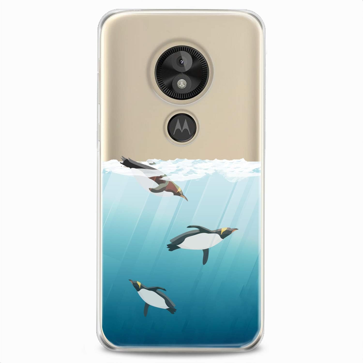 Funda de TPU compatible con Motorola G9 G8 Plus G7 E20 P40 Z4 Edge 20 G22 Stylus Pingüinos Natación Lindo Diseño Lindos Animales Claro Slim Fit Art