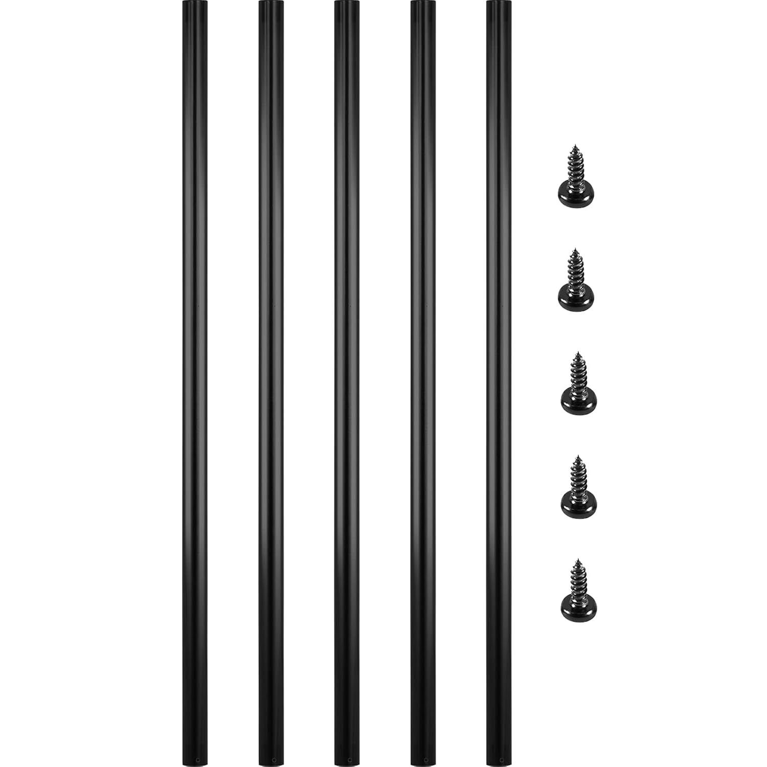 VEVOR Balaustres de cubierta, husillos de cubierta de metal de 36 x 0.75 pulgadas, paquete de 51 balaustres de escalera con tornillos, barandilla de
