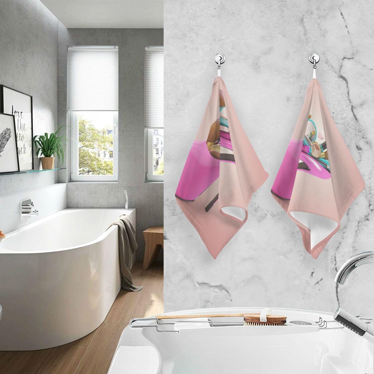 Nander Juego de 2 toallas de algodón de tacón alto, toallas de baño de secado rápido, toallas de mano suaves y transpirables para cocina, baño,