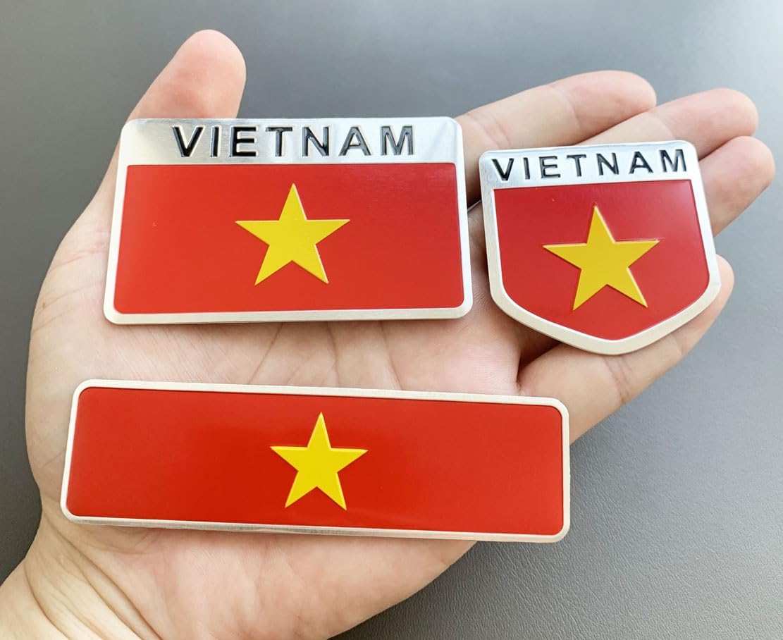 5 calcomanías de metal con la bandera vietnamita de Vietnam VN para automóvil, camiones, SUV, barcos, parachoques, ventanas, guardabarros, insignias