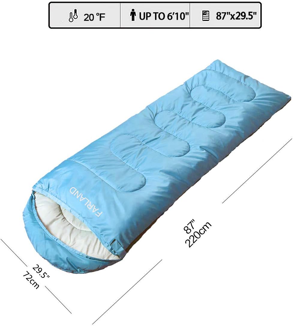 FARLAND Sacos de dormir de 20  para adultos, adolescentes y niños con saco de compresión portátil y ligero para campamento de 3 a 4 estaciones,