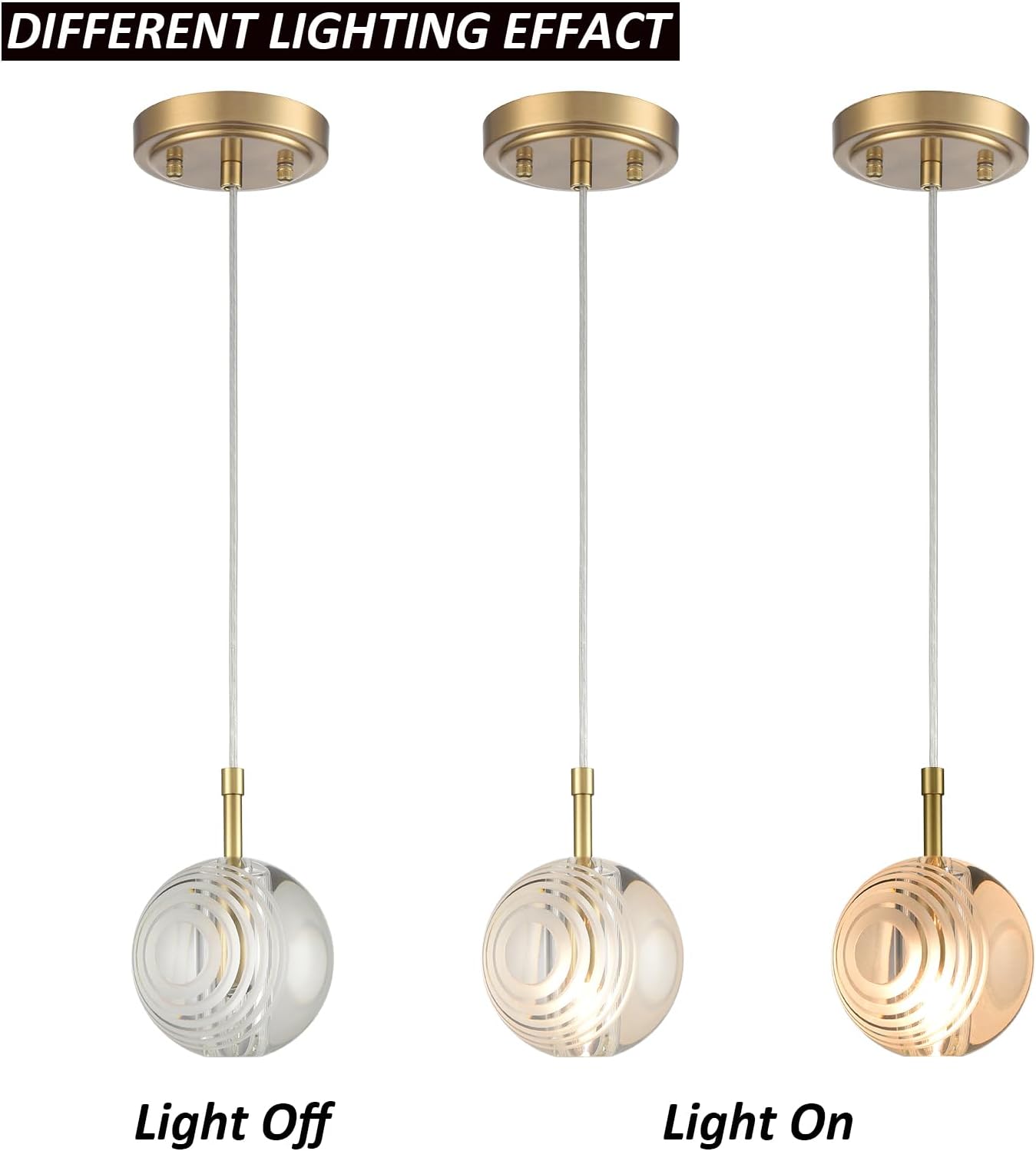 Moderna lámpara colgante redonda de cristal dorado con forma de globo de cristal, luces colgantes para isla de cocina, latón ajustable individual