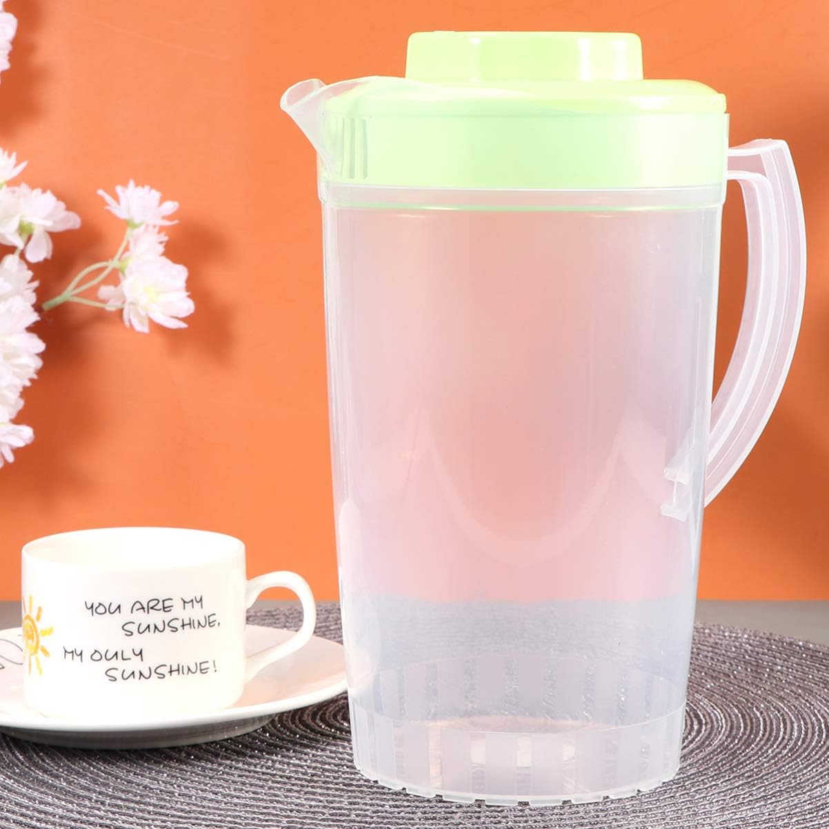 Hemoton Jarra de plástico para limonada de campamento, jarra de agua de plástico con tapa, agua transparente, té helado, jarra de bebidas para