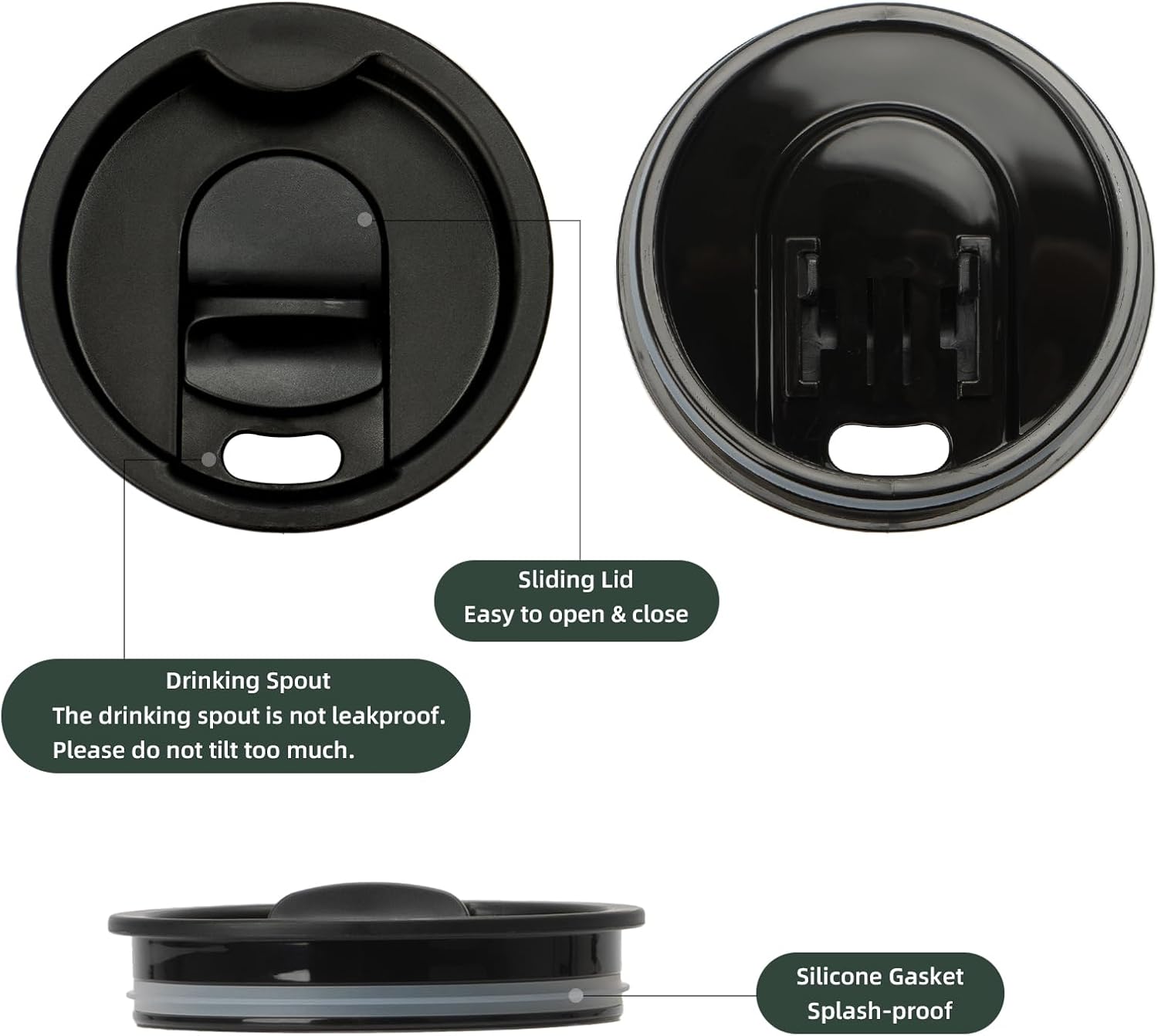 Ideus Taza de café aislada al vacío, reutilizable, de acero inoxidable, de doble pared, de 16 onzas, con asa y tapa deslizante para bebidas