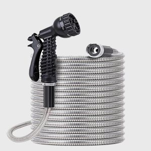 Manguera de jardín de metal de 25 pies con accesorios de conector de aluminio de 34 pulgadas, manguera de jardín de acero inoxidable expandible de Manguera de jardín de metal de 25 pies con accesorios de conector de aluminio de 34 pulgadas, manguera de jardín de acero inoxidable expandible de