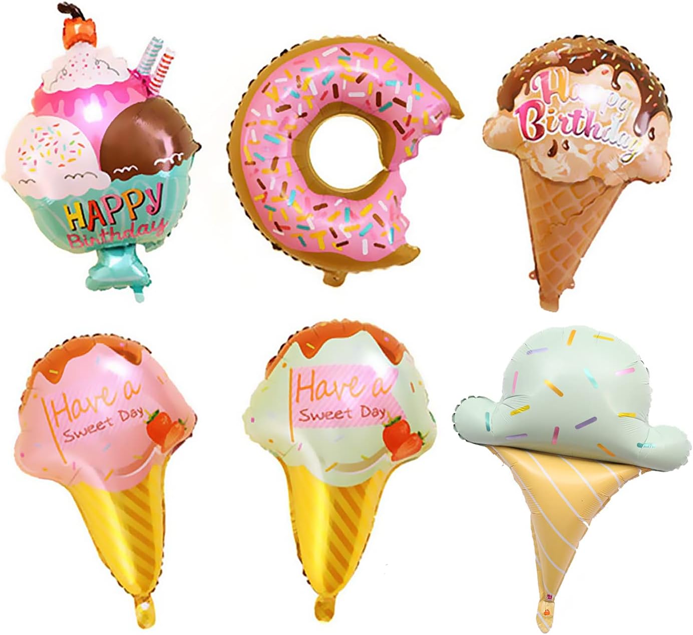 Globos de helado Kawaii en forma de dona y helado de Mylar para fiesta de cumpleaños, baby shower, verano, decoración de fiesta de Hawaii, paquete