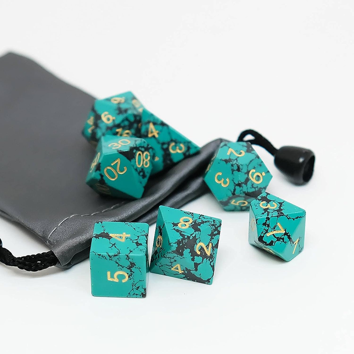 NC – Juego de dados sintéticos de turquesa con 7 piezas de D&D, juego de dados de poliedarl DND, se puede vender por separado, más opciones, bolsa
