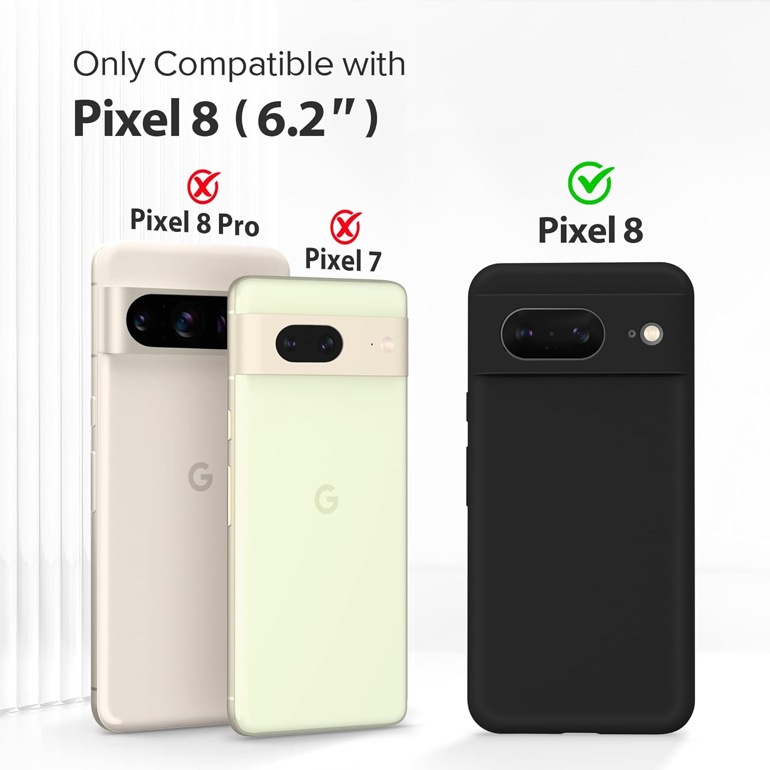 GONEZ Compatible con Google Pixel 8, funda de silicona líquida con 2 protectores de pantalla, funda protectora de cuerpo completo, a prueba de