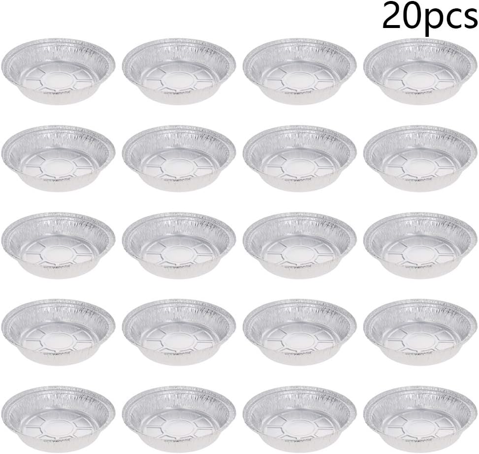 Othmro 20 sartenes de papel de aluminio de 24.3 fl oz reciclables para llevar, recipientes de alimentos de papel de aluminio, sartenes redondas,
