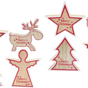 NOLITOY 8 piezas de adornos de Navidad de madera para árbol de Navidad, figuras de reno de madera, figuras de Navidad, decoración de mesa de madera NOLITOY 8 piezas de adornos de Navidad de madera para árbol de Navidad, figuras de reno de madera, figuras de Navidad, decoración de mesa de madera