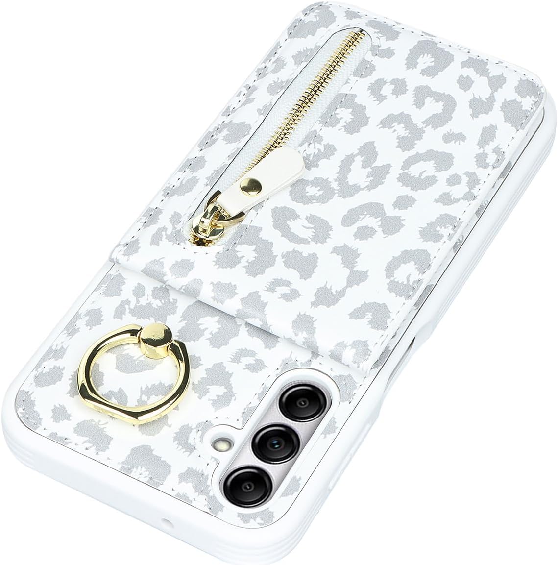 Funda para Samsung Galaxy A14 5G con tarjetero para mujer, Samsung Galaxy A14 5G Funda para teléfono con tarjeta de crédito con anillo, cremallera a