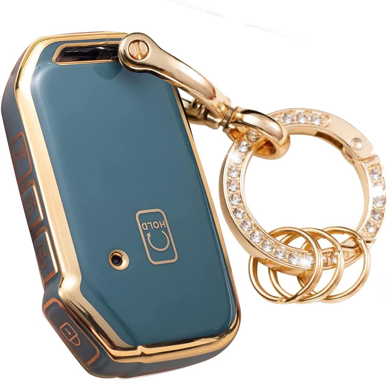 Funda para llavero Kia suave de 3, 4, 5 botones, protección de TPU, funda para llave de coche con llavero dorado de moda, compatible con Kia Soul