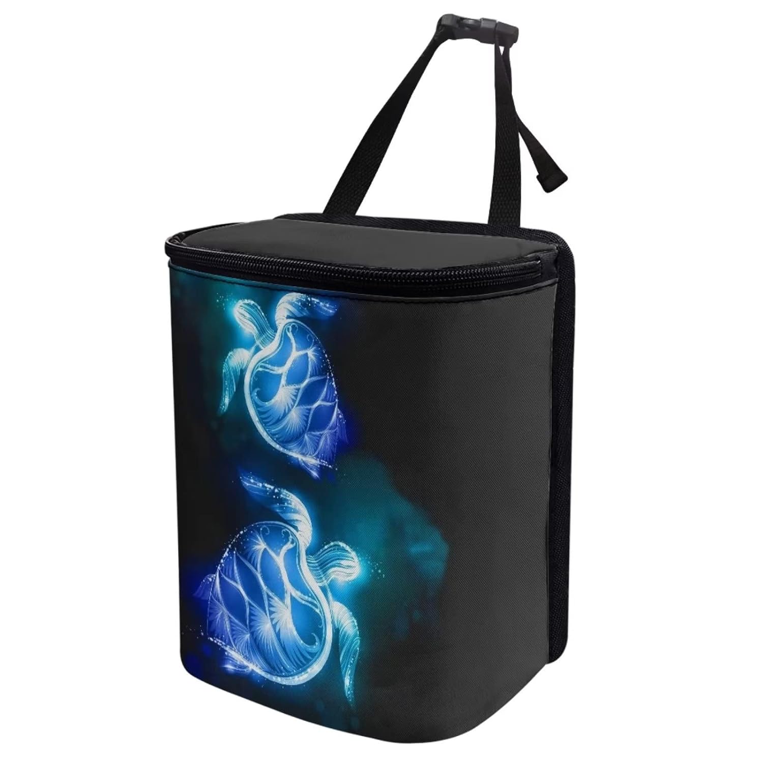 Talayituse Basurero portátil con estampado de tortuga marina, multifuncional, accesorios interiores de vehículos con correas ajustables, ajuste