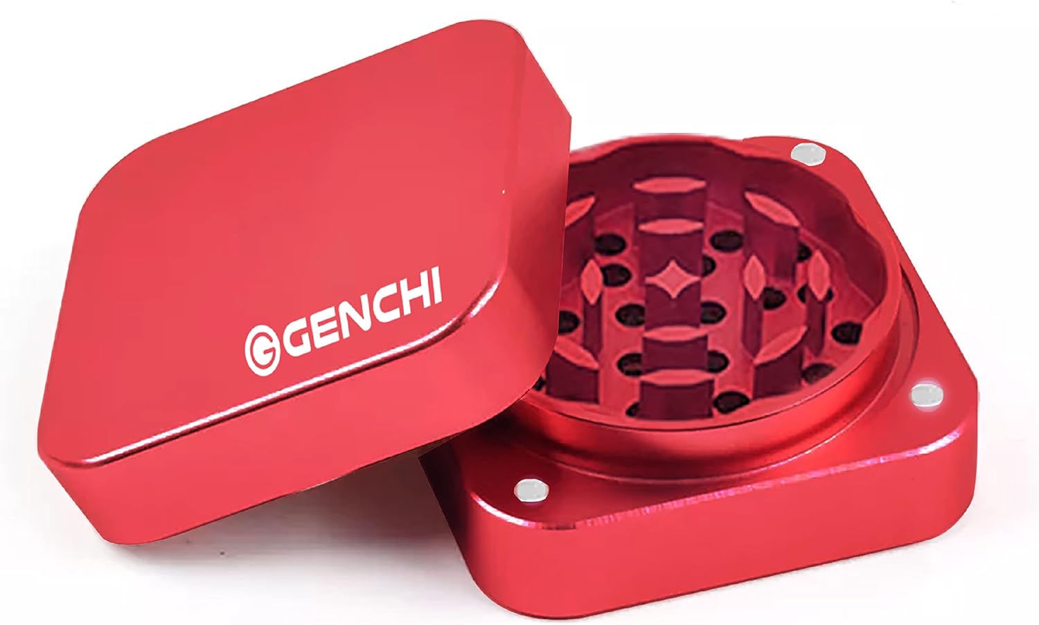 Genchi Molinillo de hierbas de aluminio anodizado (rojo carmesí 2 capas)
