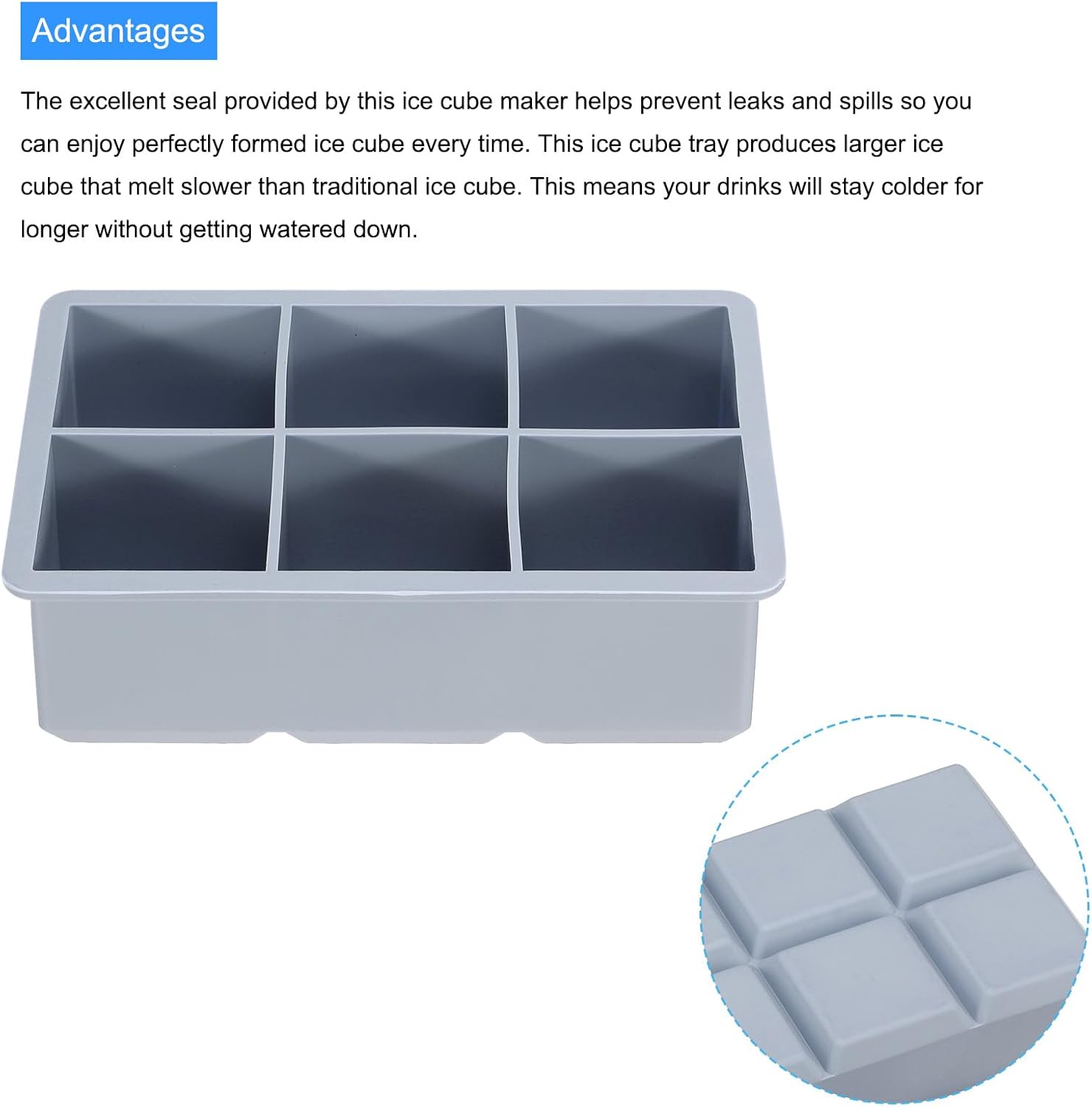 MECCANIXITY Bandeja para cubitos de hielo (juego de 3), máquina de bolas de hielo de esfera azul y bandeja cuadrada para cubitos de hielo para