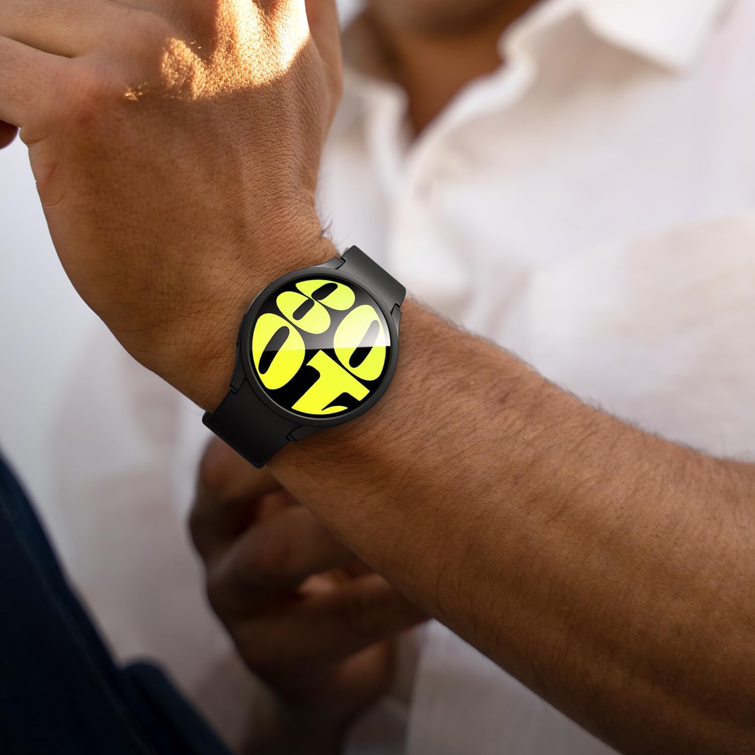 Paquete de 5+5 fundas protectoras de pantalla para Galaxy Watch 6 de 1.575 pulgadas, cubierta protectora de policarbonato duro con vidrio templado