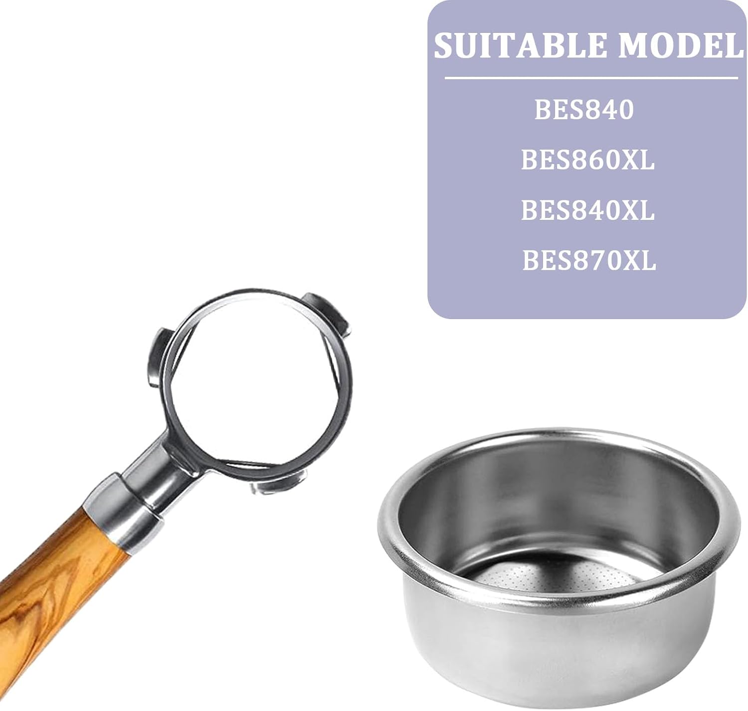 Cesta de filtro de café Breville de repuesto de 2.126 in, cesta portafiltro para máquina de café, accesorios de filtro de pared individual de doble