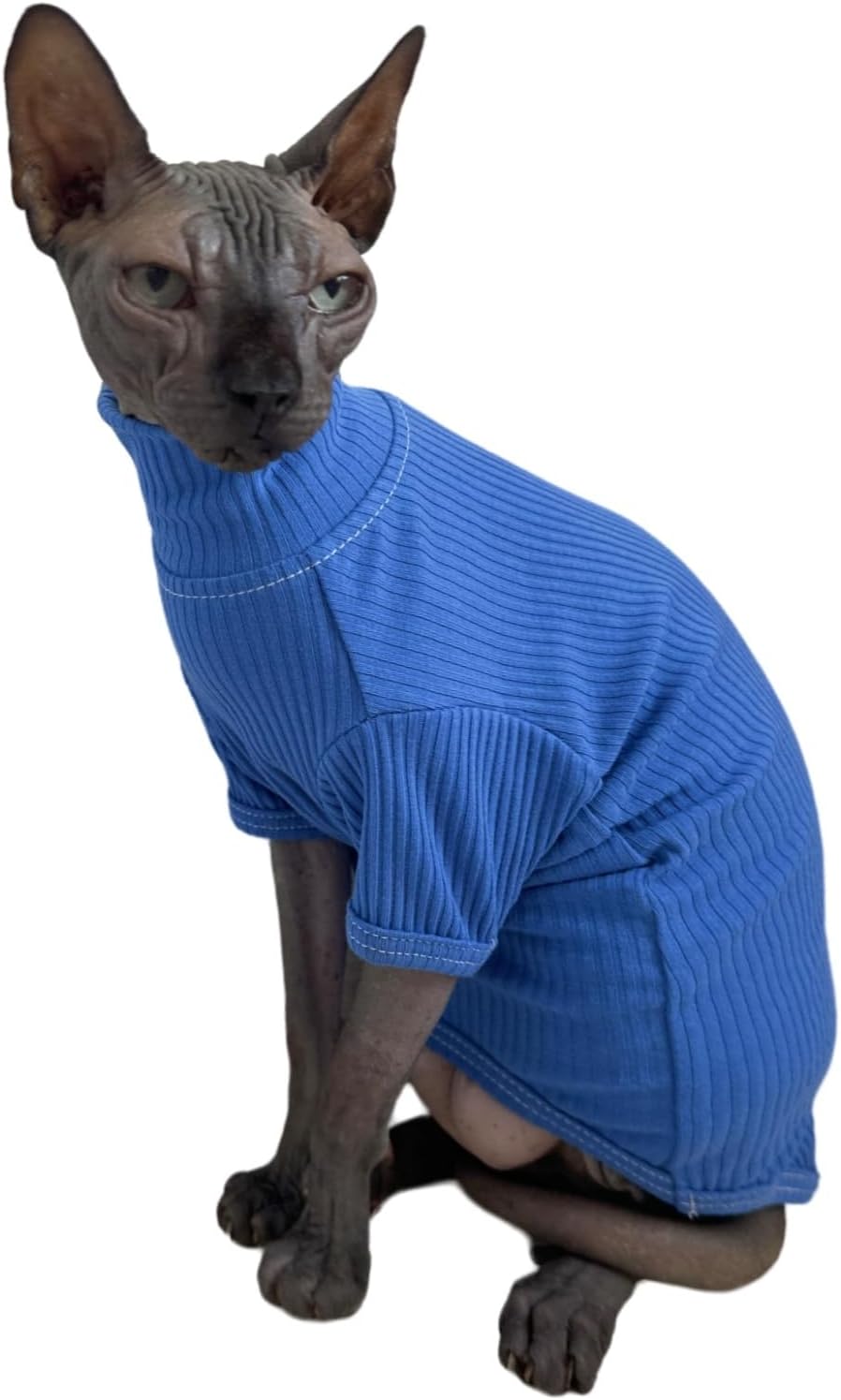 Sphynx – Camisa de algodón de cuello alto para gatos, camisetas de gatito con mangas, pijama de gato para Sphynx Cornish Rex, Devon Rex, Peterbald
