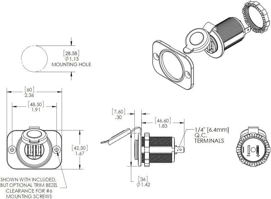 Blue Sea Systems 1016200 12V DC Dual USB cargador zócalo, blanco
