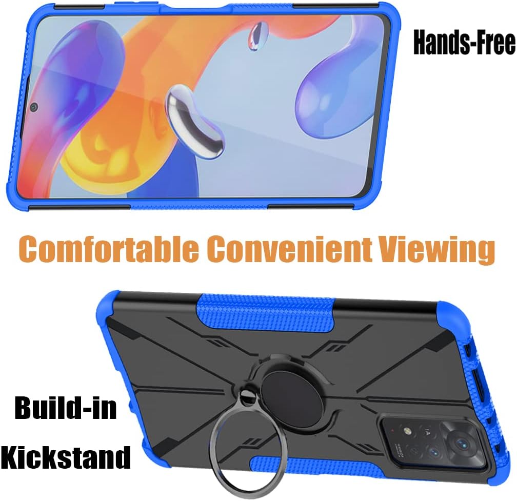 Funda compatible con Redmi Note 11 Pro (4G5G)Redmi Note 11E Pro con protector de pantalla de vidrio templado, soporte magnético con soporte para