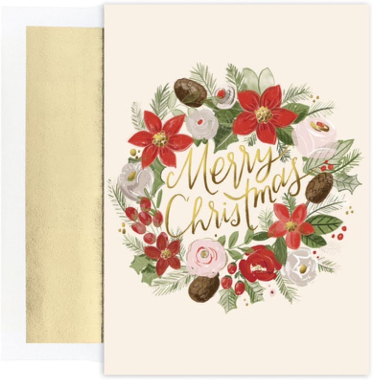Tarjetas de Navidad escénicas, corona floral, caja de 18, por Masterpiece Studios