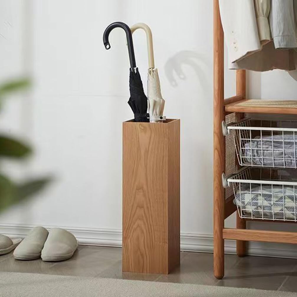 OSALADI Soporte para paraguas de madera, rectangular, cuadrado, para bastón de caminar, soporte rústico para paraguas, barril, puerta, paraguas para