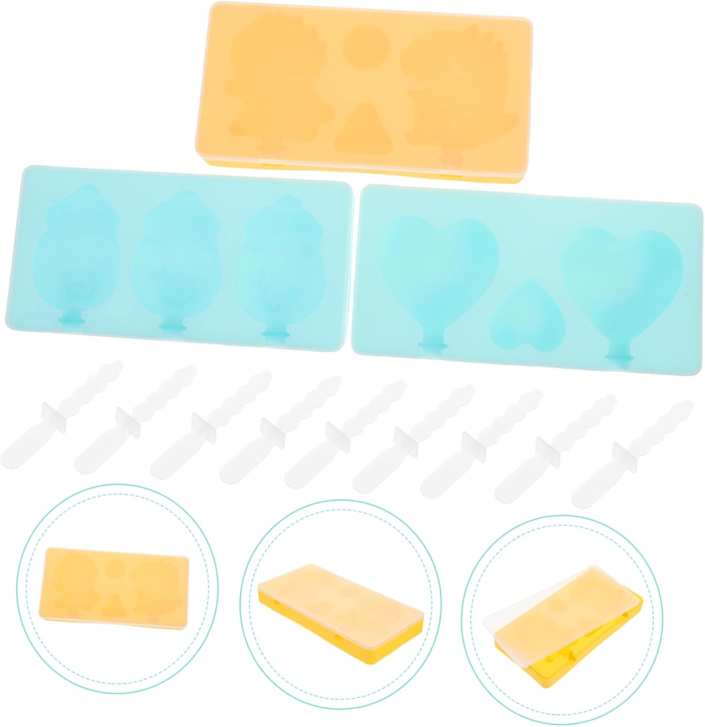 Abaodam 2 Sets Ice Cream Mold Small Popsicle Molds Food Molds Mini Popsicle Molds Popsicle Silicone Molds Mini Silicone Molds Heart Silicone Mold
