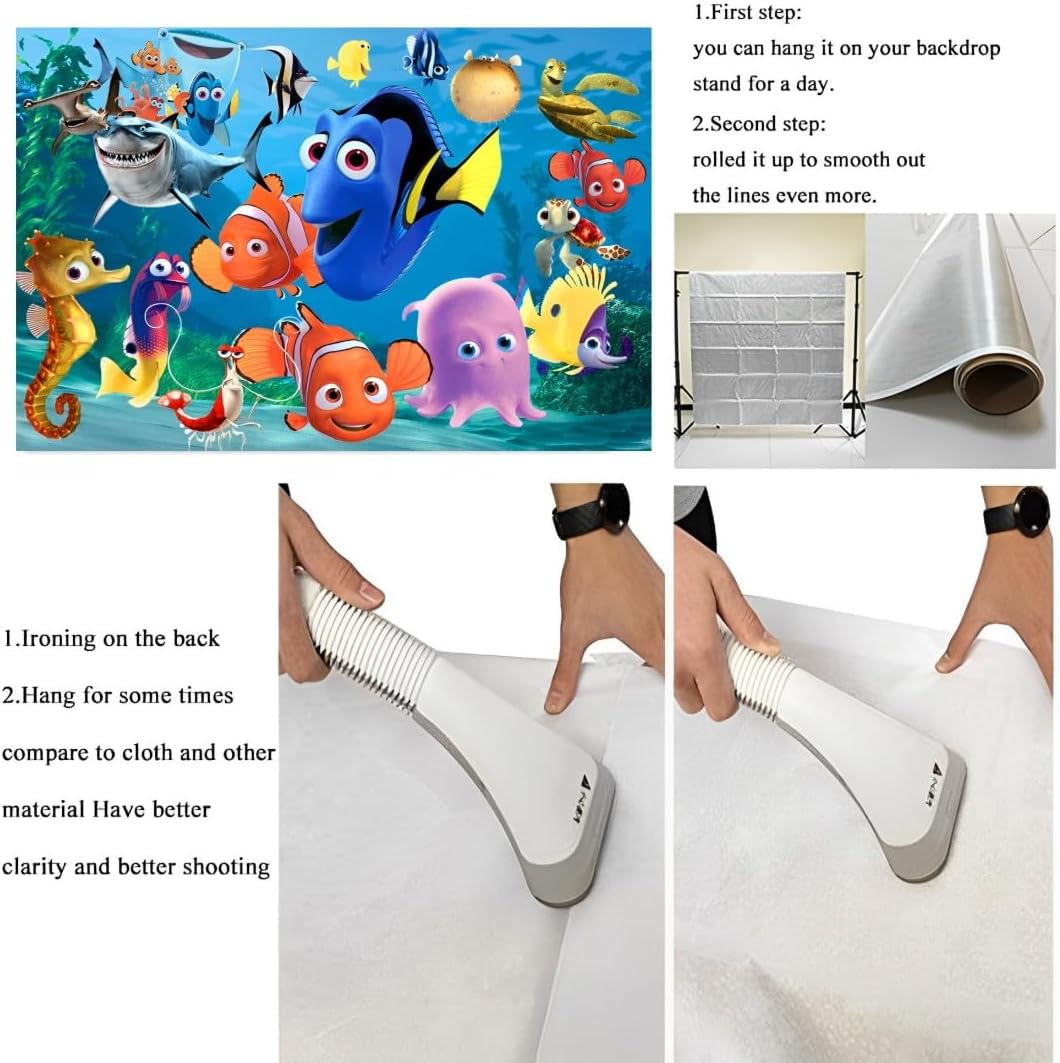 Finding Nemo – Decoraciones de cumpleaños con texto en inglés Buscando a Dory con texto en inglés Finding Nemo (5 x 3 pies)