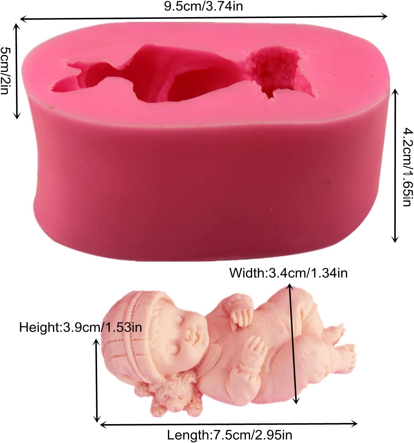 Molde de silicona para bebé, molde de caramelo de chocolate, molde para hornear pastel, molde de vela de jabón para baby shower, molde de yeso de
