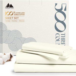 Mayfair Linen Juego de las mejores sábanas de algodón peinado de fibras largas de 500 hilos tamaño Queen, juego de sábanas profundas de 4 piezas Mayfair Linen Juego de las mejores sábanas de algodón peinado de fibras largas de 500 hilos tamaño Queen, juego de sábanas profundas de 4 piezas