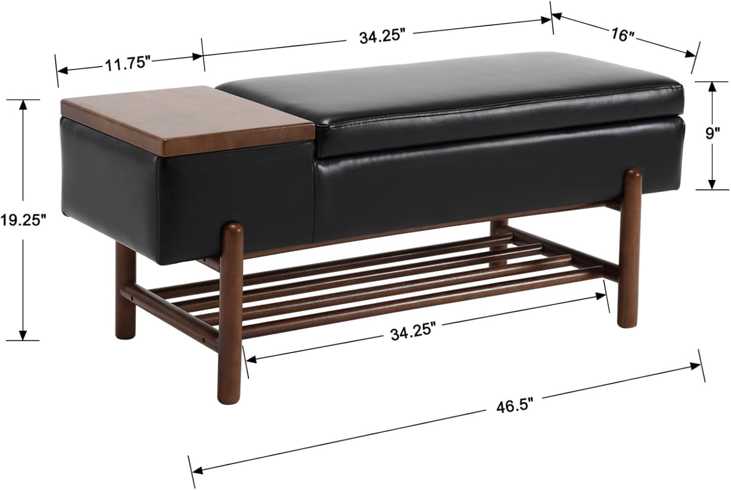 EALSON Banco de almacenamiento moderno para dormitorio, extremo de la cama, banco otomano de cuero con almacenamiento, banco de entrada tapizado con