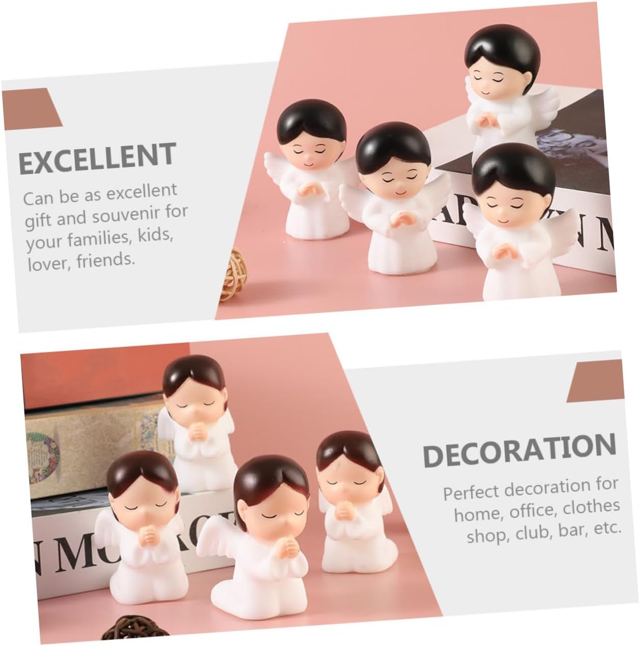 GANAZONO 12 piezas de decoración de pastel de hada de ángel, mini figuras de resina, decoración para automóvil, niño, estatuas de querubines, mini