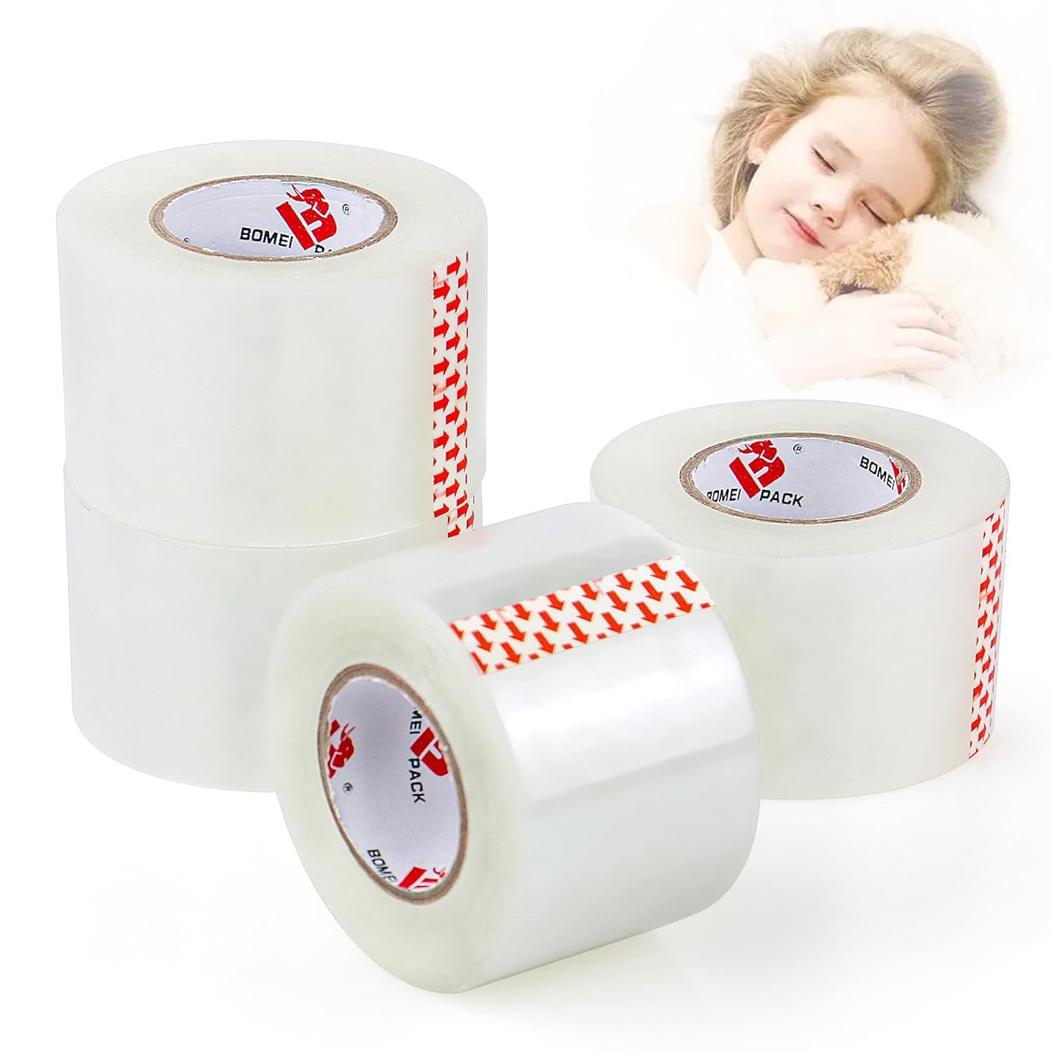 BOMEI PACK Recambios de cinta de embalaje resistente y silenciosa, 1.88 pulgadas x 50 yardas, para envío, correo, mudanza y almacenamiento, repuesto