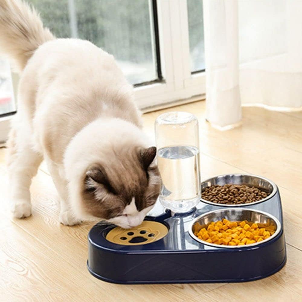 3 en 1 Acero inoxidable Pet Dog Feeder Bowl Alimentador automático para perros Alimentador de perros Alimentación de mascotas Acero inoxidable Jaula