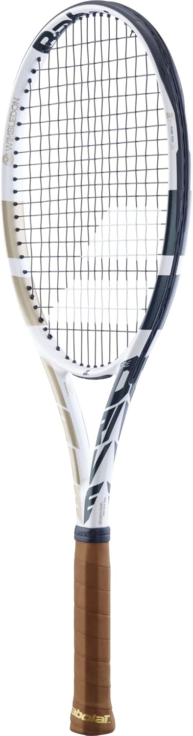 Babolat Pure Drive Team Wimbledon – Raqueta de tenis con 0.56 oz White Babolat Syn Gut a tensión de rango medio