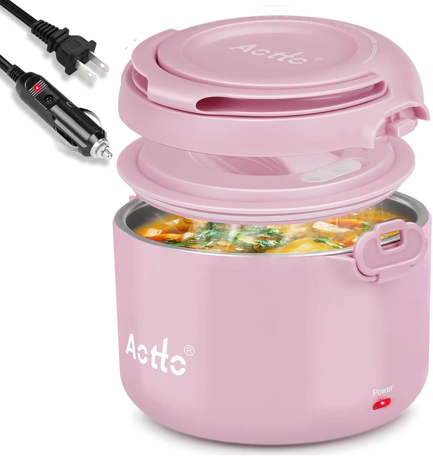 Aotto Lonchera eléctrica, 507080 W, 3 en 1, calentador de alimentos portátil para adultos, 12 V, 24 V, 110 V, calentador de alimentos para