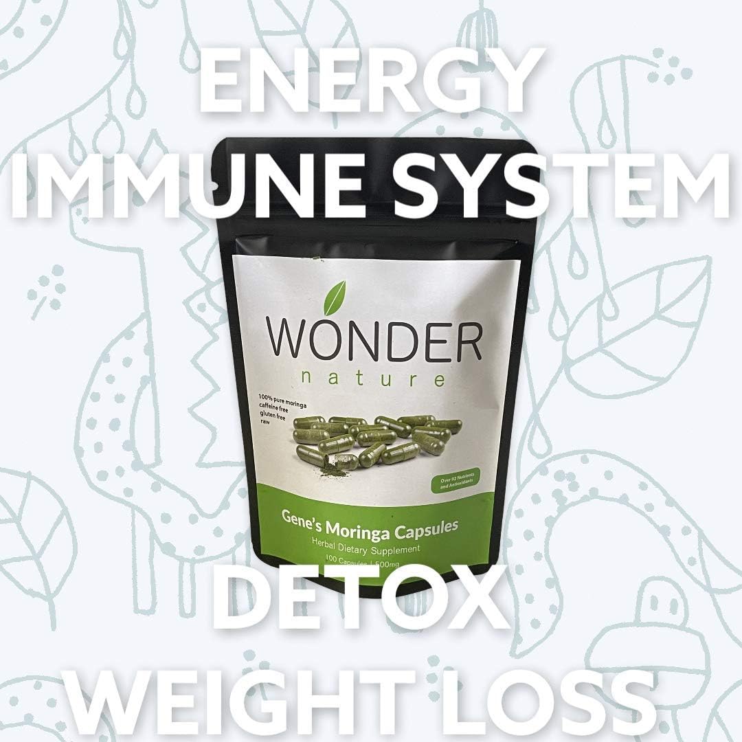 Gene’s Moringa Fine Green Powder 100 Veg. Cápsulas, alta potencia, enfoque energético y alerta, aumenta el sistema inmunológico