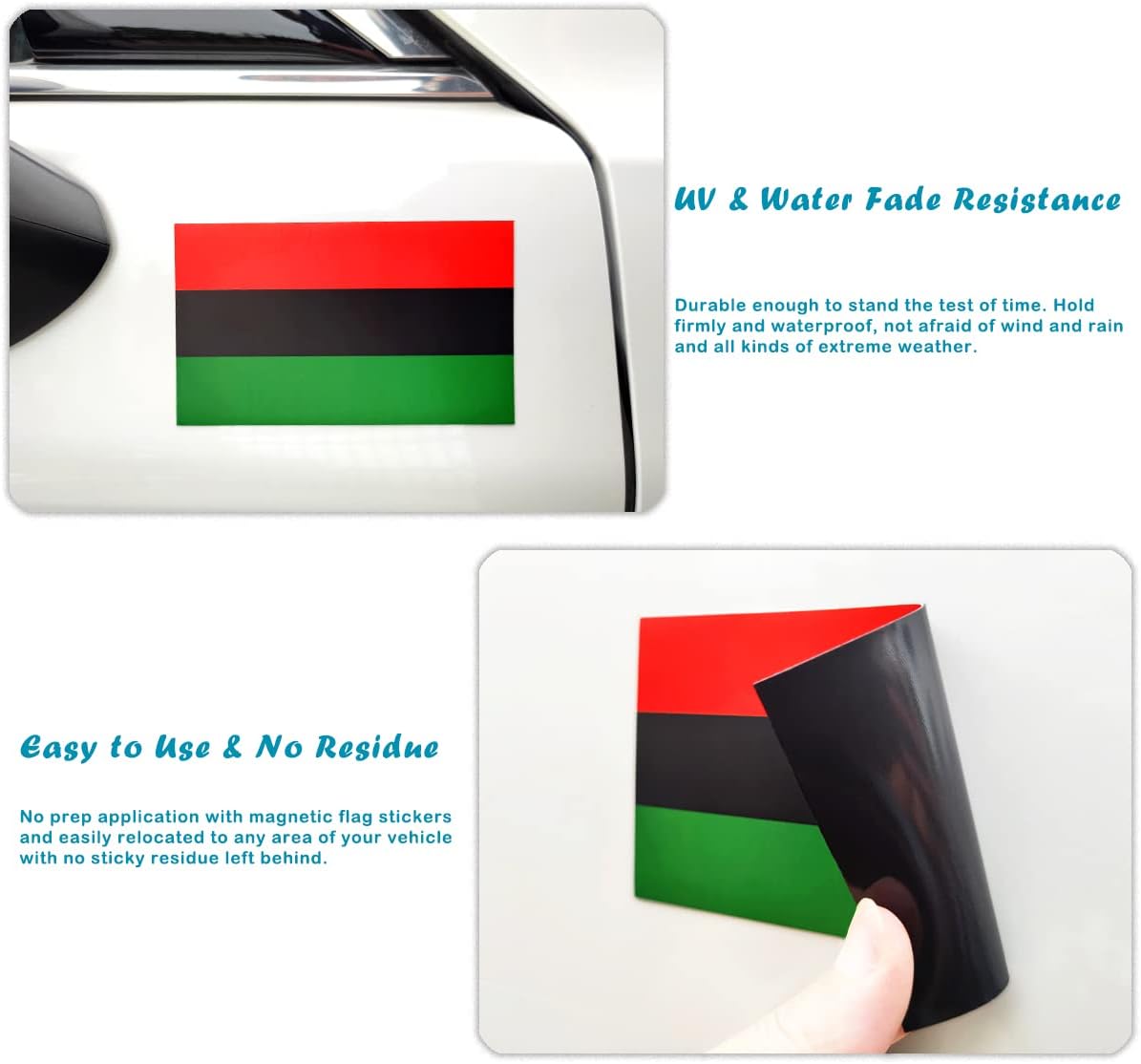 JBCD Calcomanía magnética de la bandera afroamericana africana, imán de liberación negra, para automóvil, SUV, camión (paquete de 3, 3 x 5 pulgadas)
