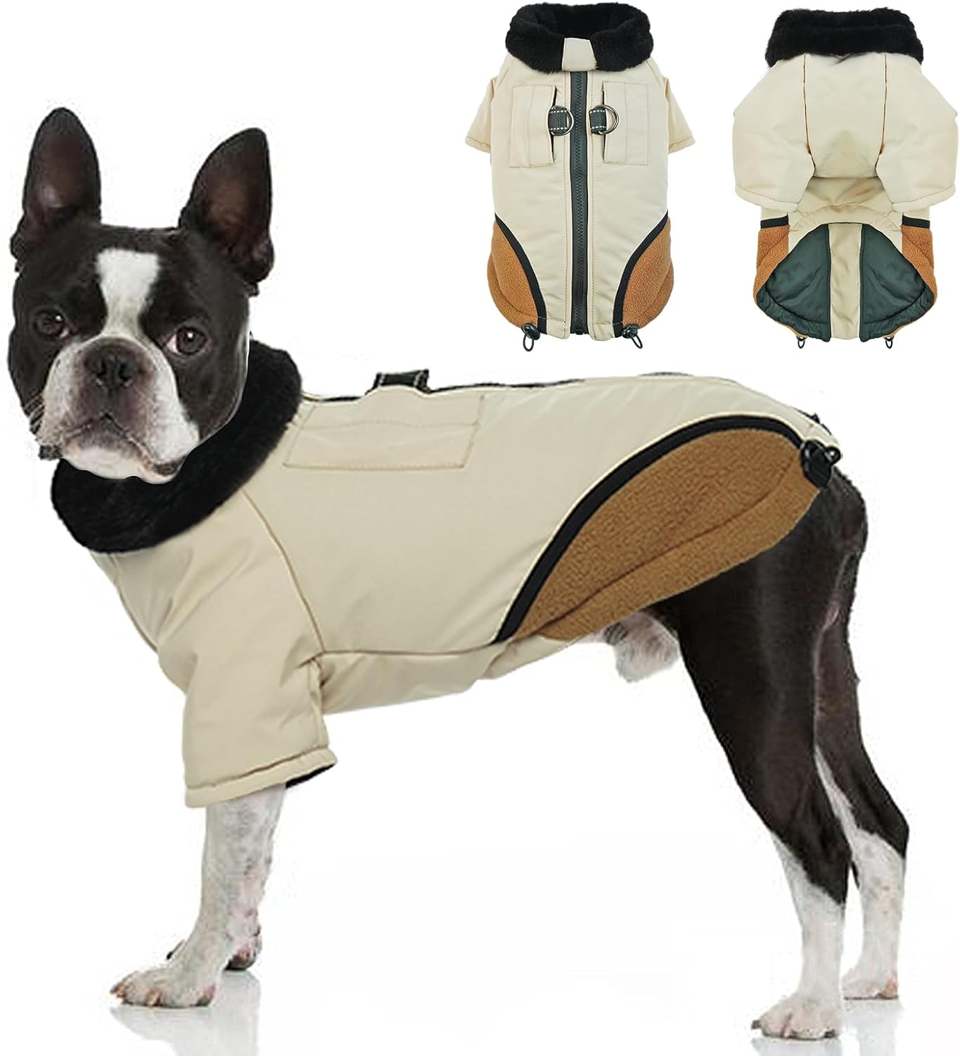 Abrigo para perro, chaquetas para perros medianos, abrigo impermeable con arnés integrado, resistente al viento, cálido, traje de nieve para perro,